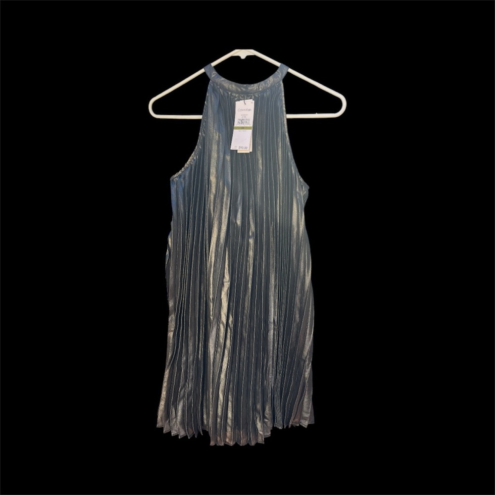 Calvin Klein Metallic Silver Backless Dress